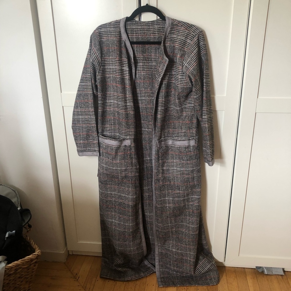 Long glen check cardigan